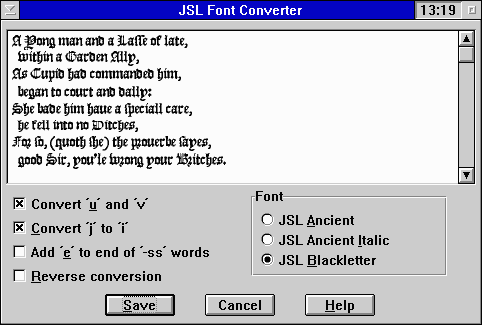 Screen shot of the Font Converter